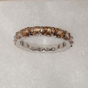 Elegant Silver and Brown Gemstone Ring